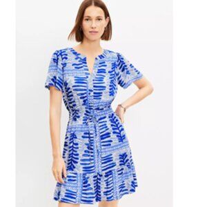 NWT Loft Dress Fern Smocked Tie Waist XL Fit and Flare